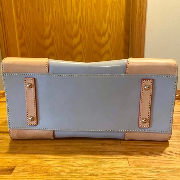 Dooney & Bourke Patent Leather Shoulder Satchel & Crossbody Blue Gray Janine - Picture 6 of 6